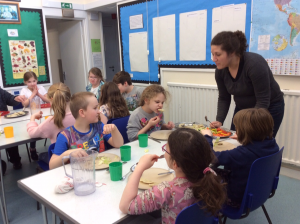 Burravoe Primary School Dumplings P3 and P4 at lunchtime